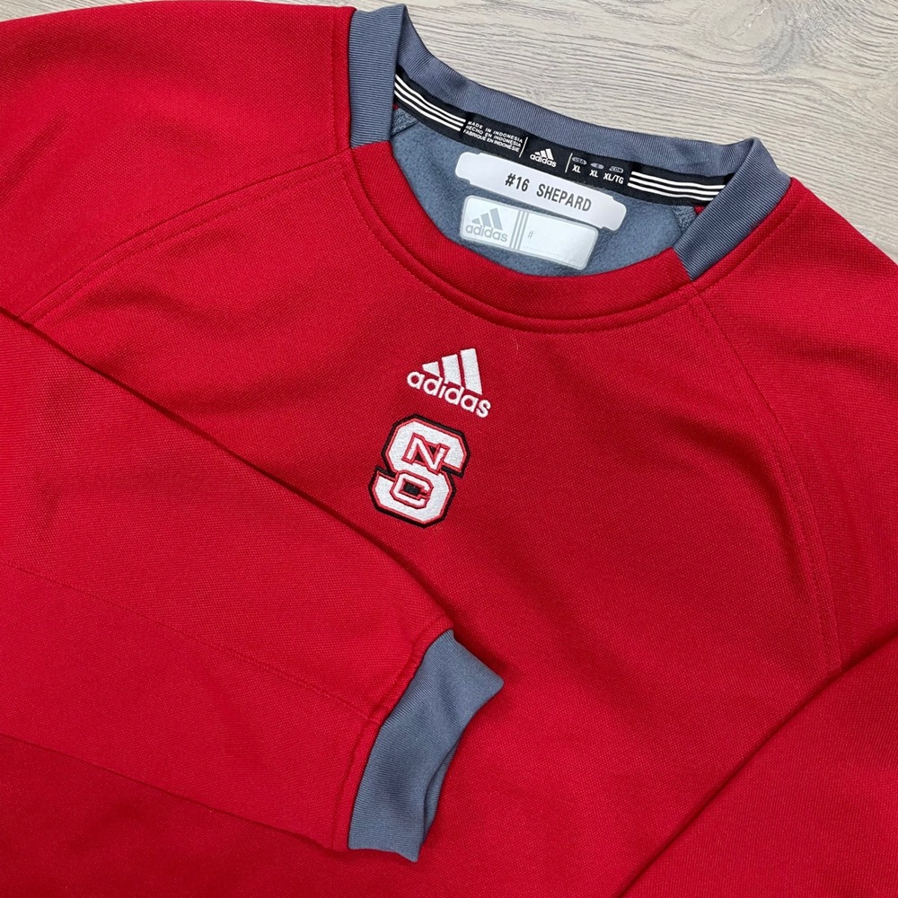 Adidas NC State Wolfpack Pullover Mens XL Red Fleece Lined Training Player Issue